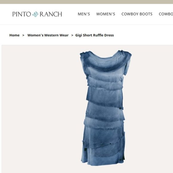 Gigi Moda Ruffled Silk Ruffle Dress | Washed Denim | Size S/M | Great Condition - Picture 12 of 13